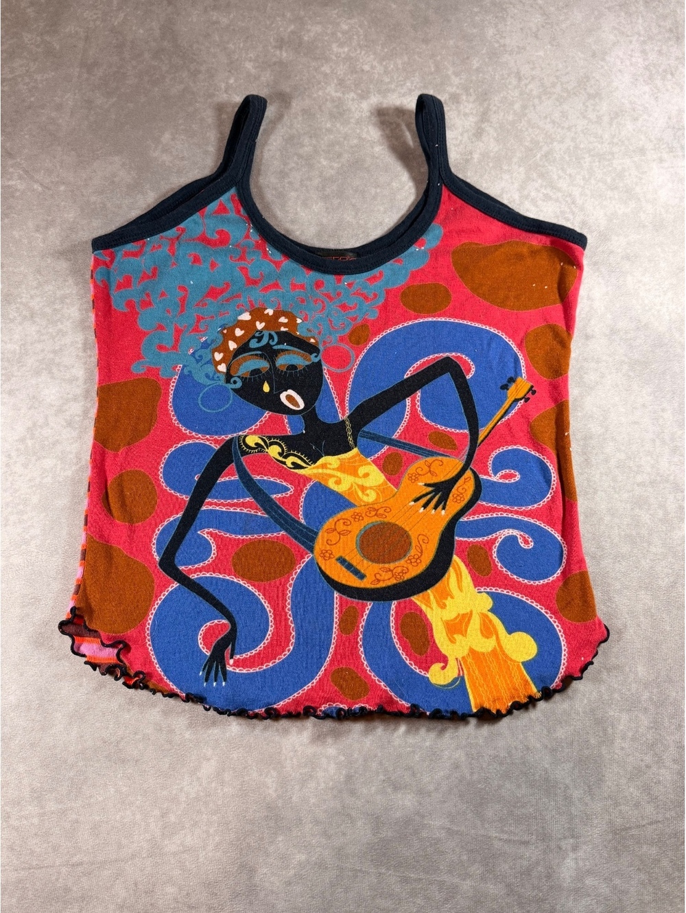 Custo Barcelona Colorful Cotton Graphic Tank Top Size L